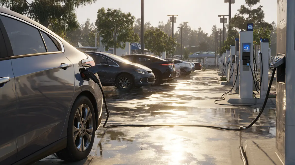 EV charging at a North American DC fast charging station with a naturally cooled CCS1 connector in a controlled daily-use scenario